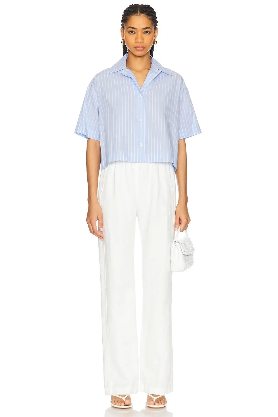 Enza Costa Poplin Cropped S/S Shirt