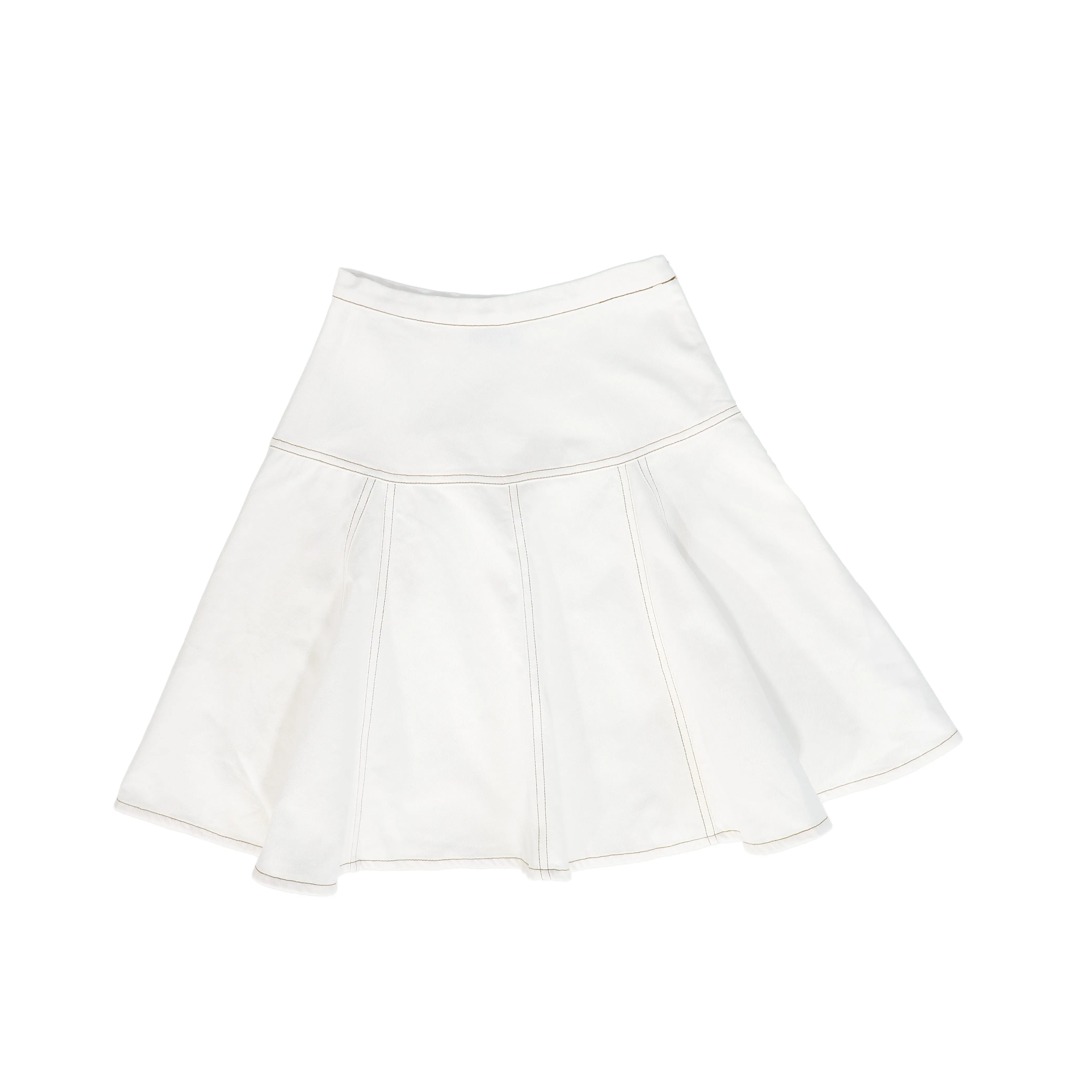 Flair contrast stitch white skirt by Bamboo