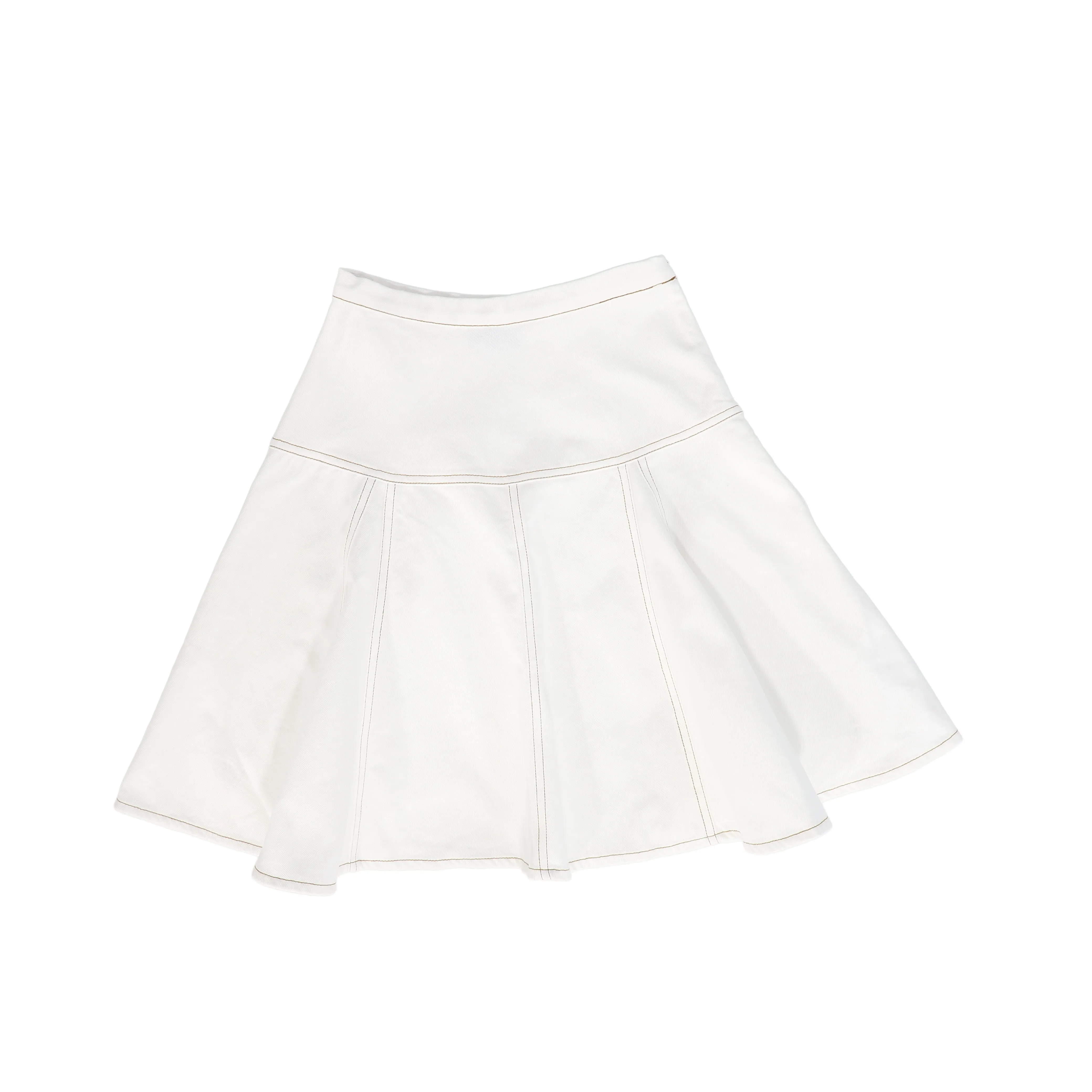 Flair contrast stitch white skirt by Bamboo