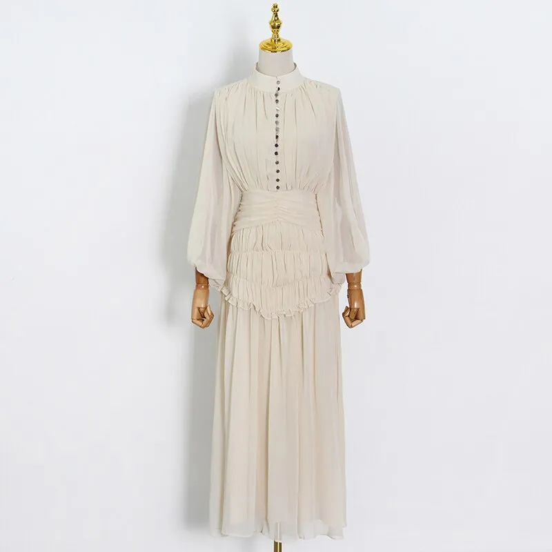 Frill Trim Fold Pleated Slim Summer Clothes For Women