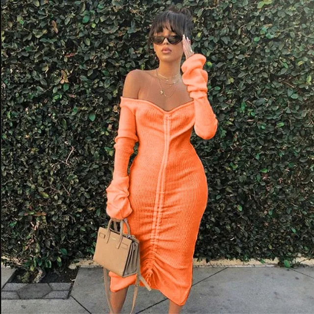 Front Drawstring Sexy Bandage Dresses
