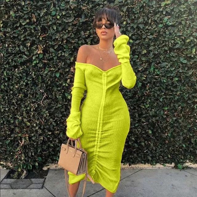 Front Drawstring Sexy Bandage Dresses