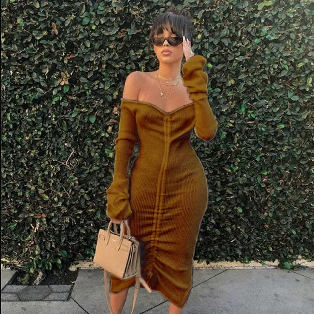Front Drawstring Sexy Bandage Dresses