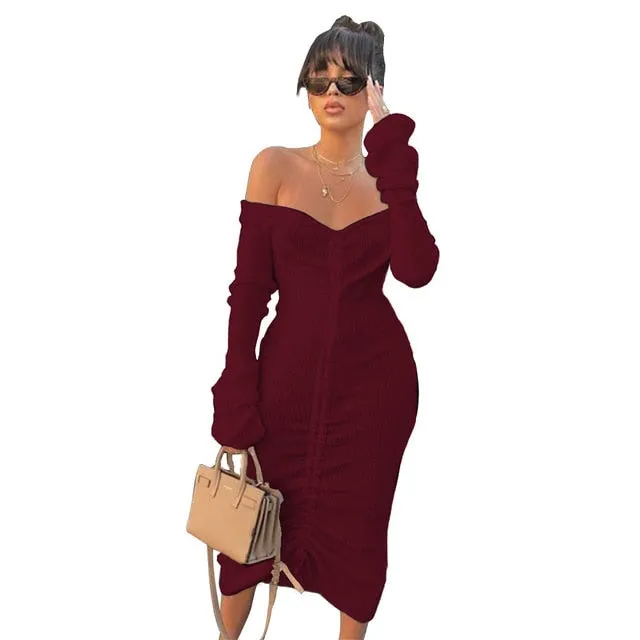 Front Drawstring Sexy Bandage Dresses