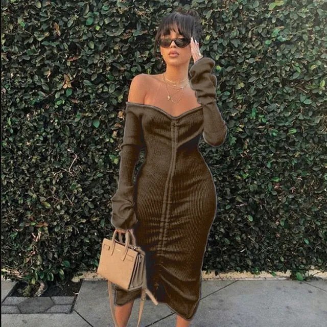 Front Drawstring Sexy Bandage Dresses
