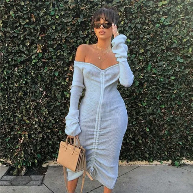 Front Drawstring Sexy Bandage Dresses