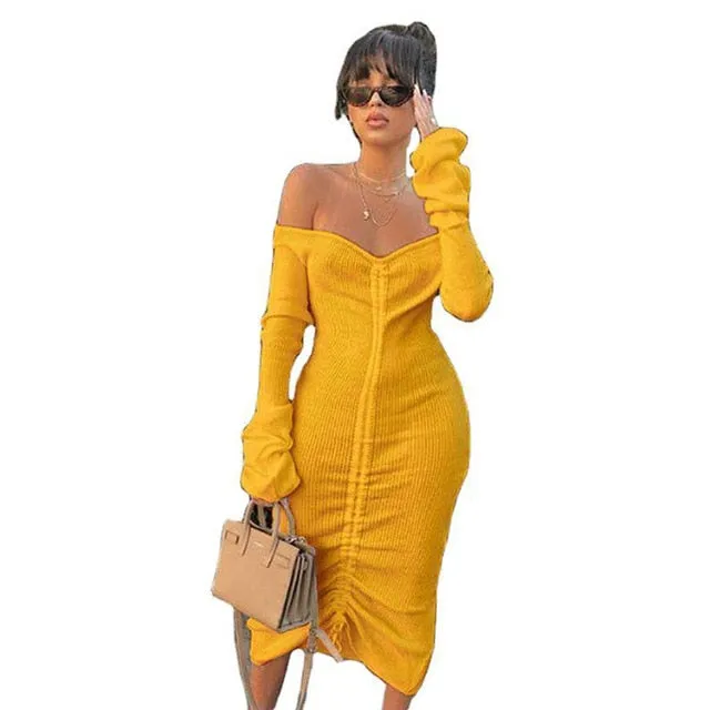 Front Drawstring Sexy Bandage Dresses