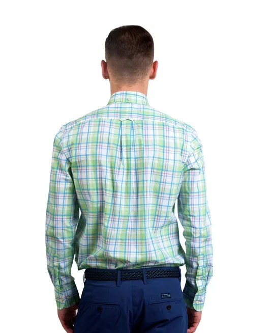 GANT Garden Green Connecticut Poplin Check Button Down Shirt 348930 Size M