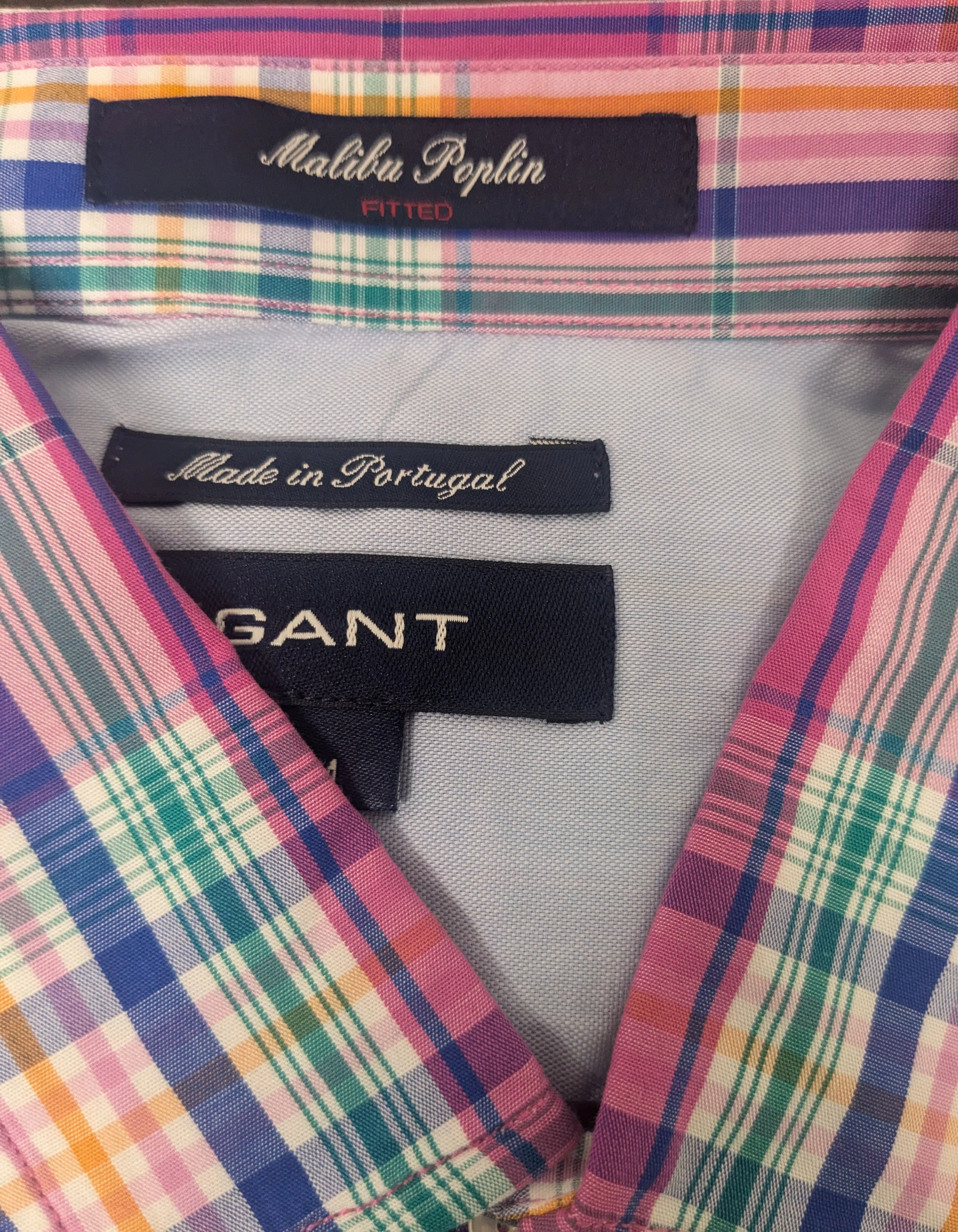 GANT Men's Cyklamen Fitted Malibu Poplin Stripe Button Down Shirt 399722 Size M