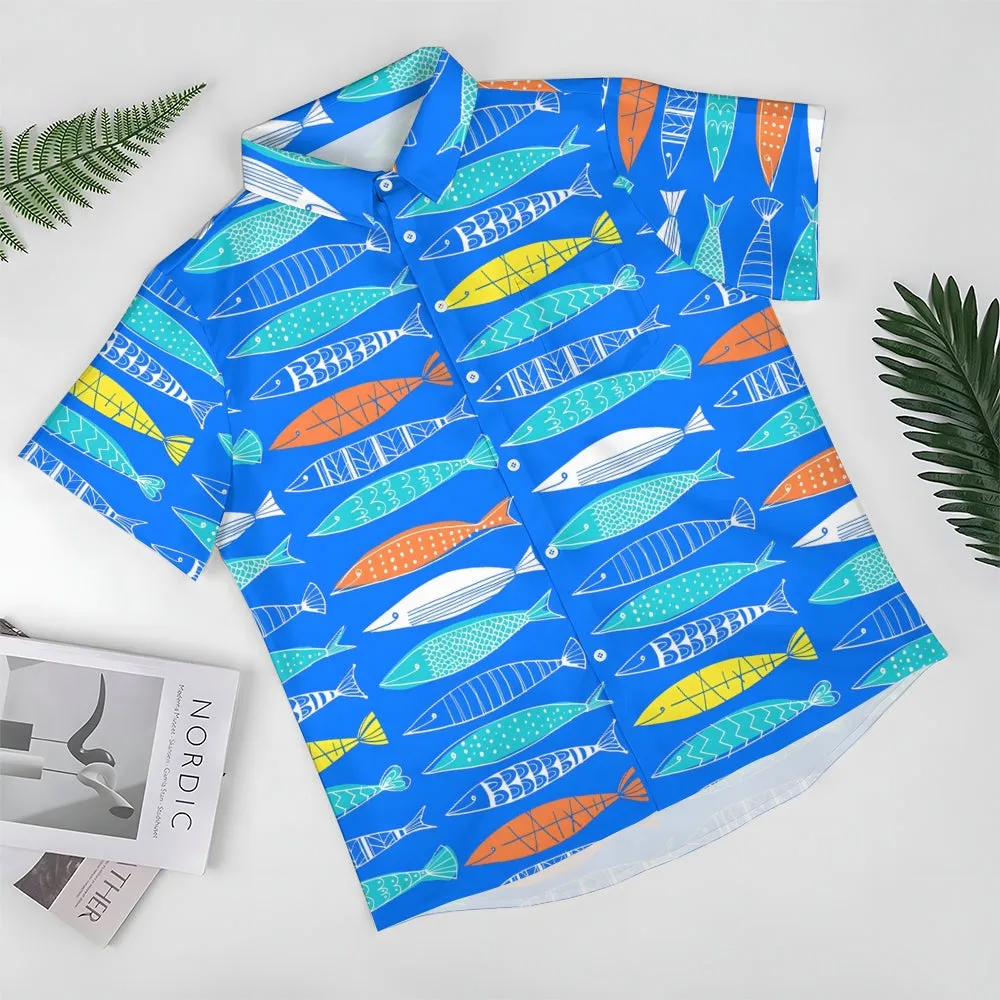 Geometric Fish Casual Short-Sleeved Shirt 2409009534