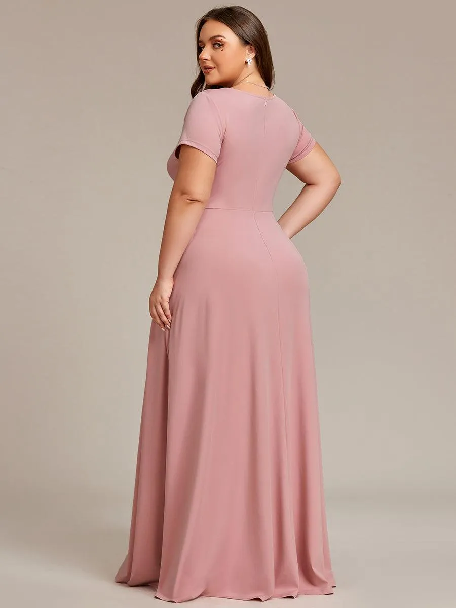 Grande taille Robe Demoiselle d'Honneur simple plissée taille empire A-ligne