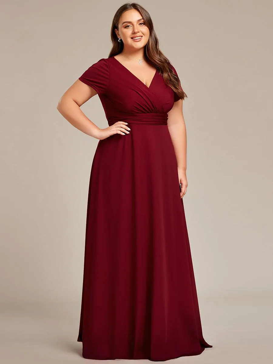 Grande taille Robe Demoiselle d'Honneur simple plissée taille empire A-ligne