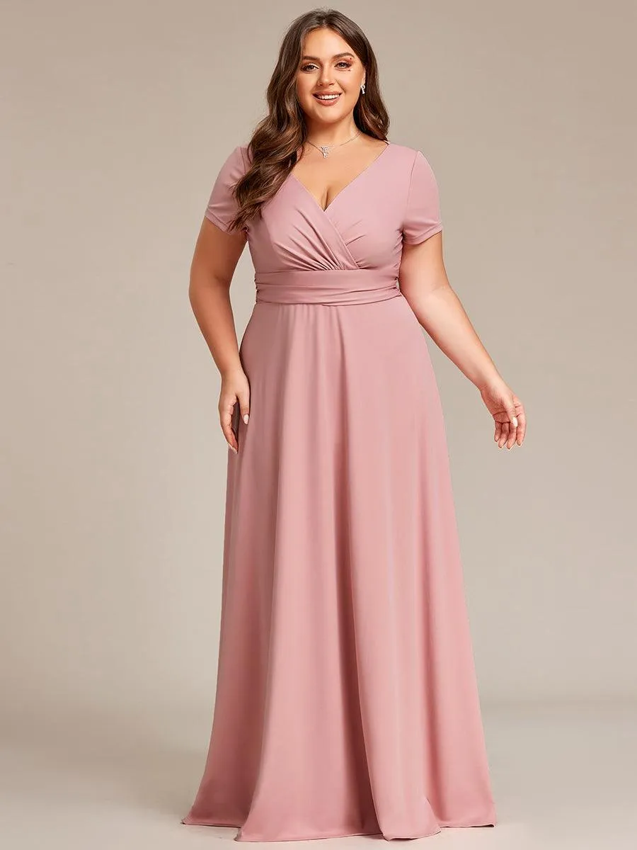 Grande taille Robe Demoiselle d'Honneur simple plissée taille empire A-ligne