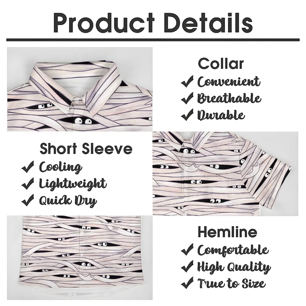 Halloween Bandage Mummy Print Short Sleeve Shirt 2408007910