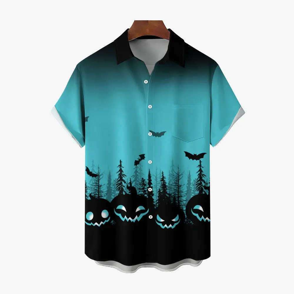Halloween Ghost Pumpkin Casual Short Sleeve Shirt 2409002250