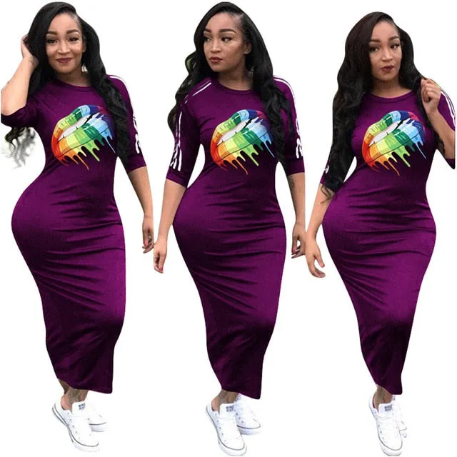 HAOOHU  Work Summer Style Women Bodycon Sexy 2020 New Arrival Casual  Crew Neck Half Sleeve Midi Dress
