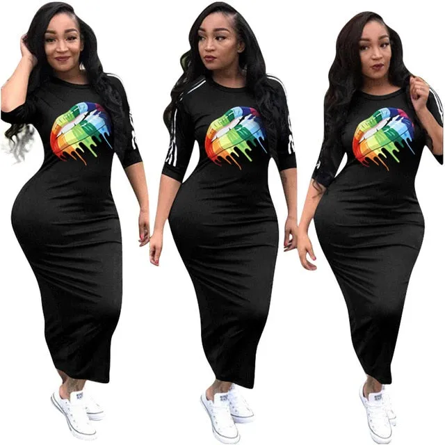 HAOOHU  Work Summer Style Women Bodycon Sexy 2020 New Arrival Casual  Crew Neck Half Sleeve Midi Dress