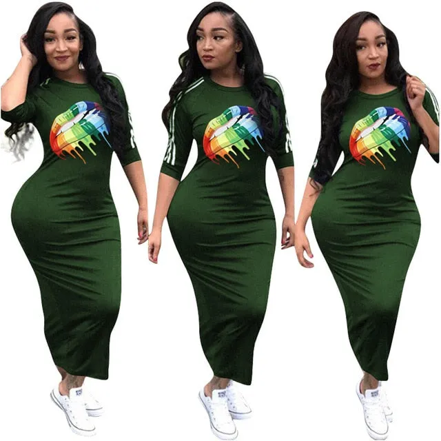 HAOOHU  Work Summer Style Women Bodycon Sexy 2020 New Arrival Casual  Crew Neck Half Sleeve Midi Dress