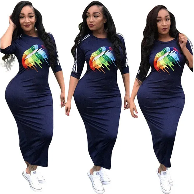 HAOOHU  Work Summer Style Women Bodycon Sexy 2020 New Arrival Casual  Crew Neck Half Sleeve Midi Dress