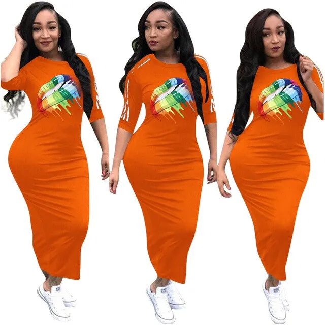 HAOOHU  Work Summer Style Women Bodycon Sexy 2020 New Arrival Casual  Crew Neck Half Sleeve Midi Dress