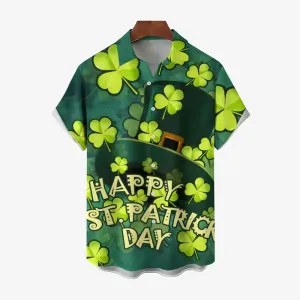 Happy St. Patrick's Day Casual Short Sleeve Shirt 2411013087