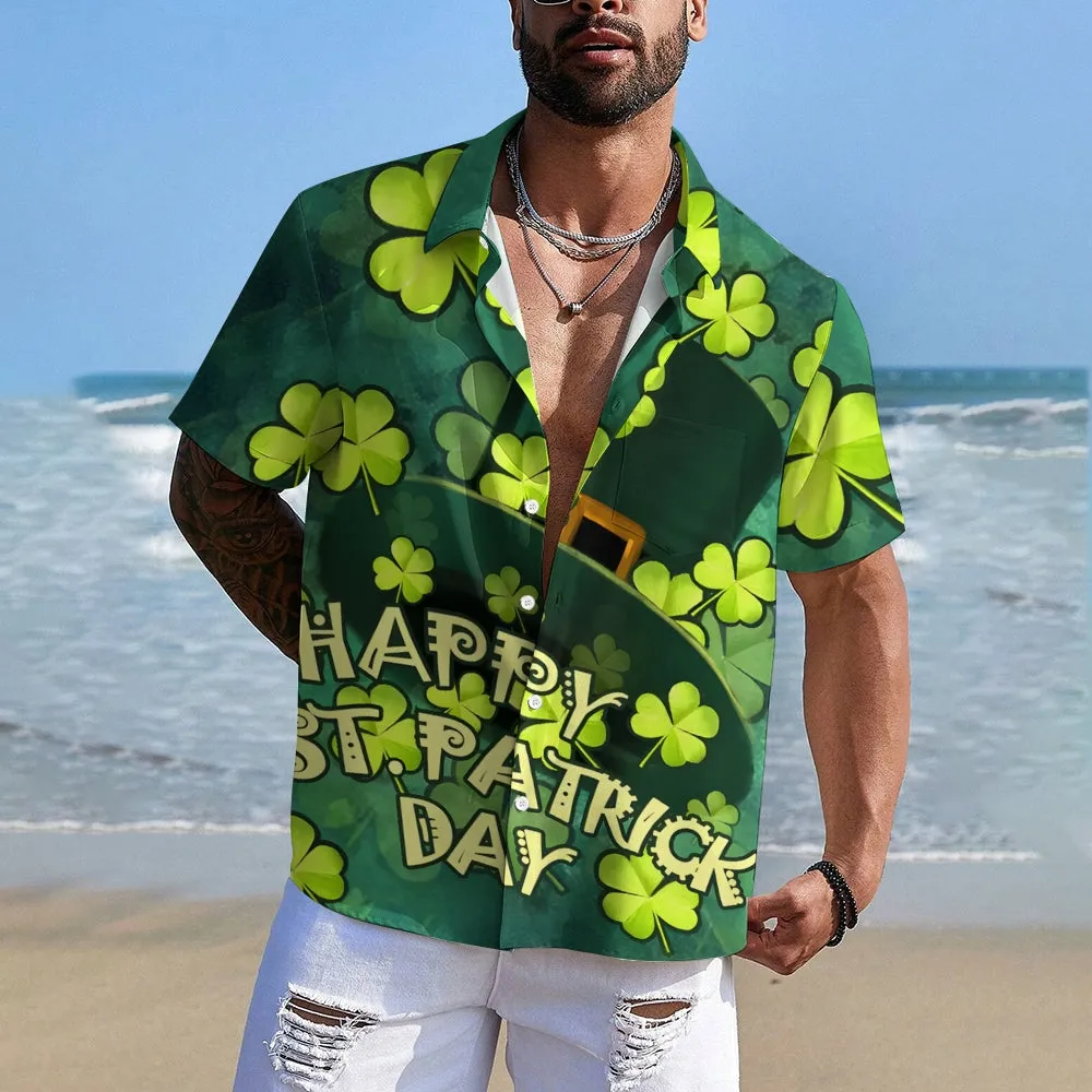 Happy St. Patrick's Day Casual Short Sleeve Shirt 2411013087
