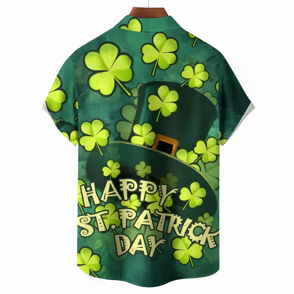 Happy St. Patrick's Day Casual Short Sleeve Shirt 2411013087