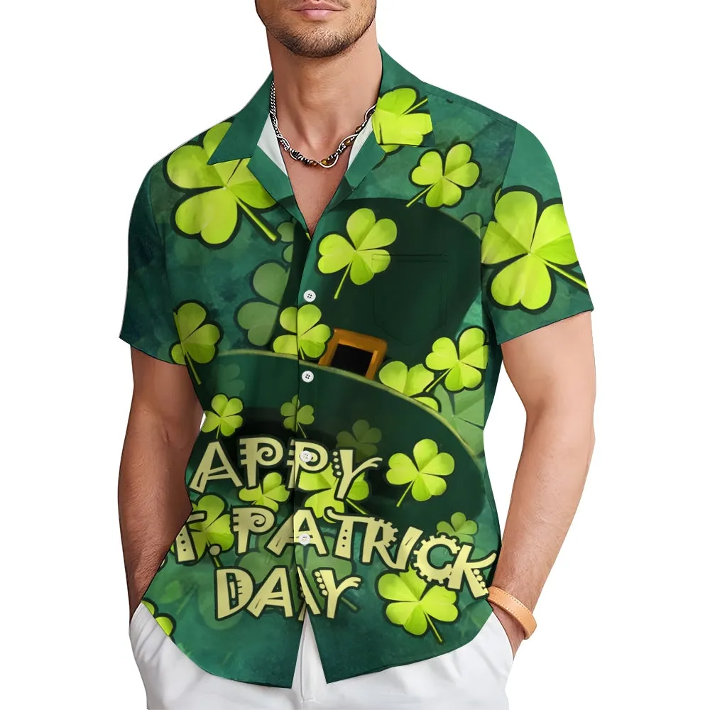 Happy St. Patrick's Day Casual Short Sleeve Shirt 2411013087