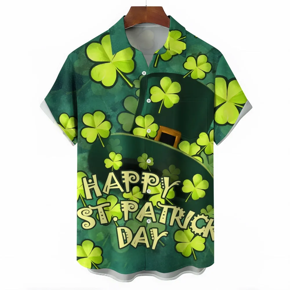 Happy St. Patrick's Day Casual Short Sleeve Shirt 2411013087
