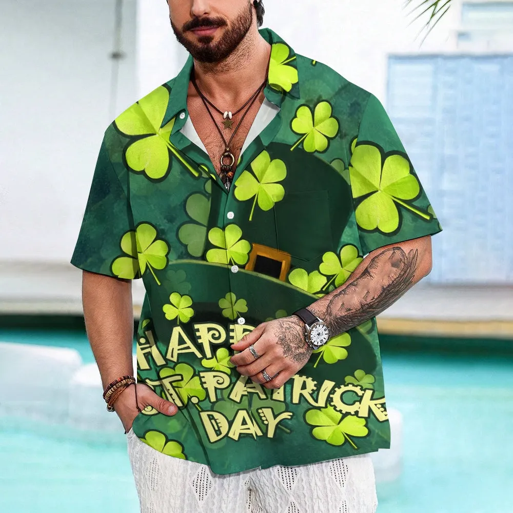Happy St. Patrick's Day Casual Short Sleeve Shirt 2411013087