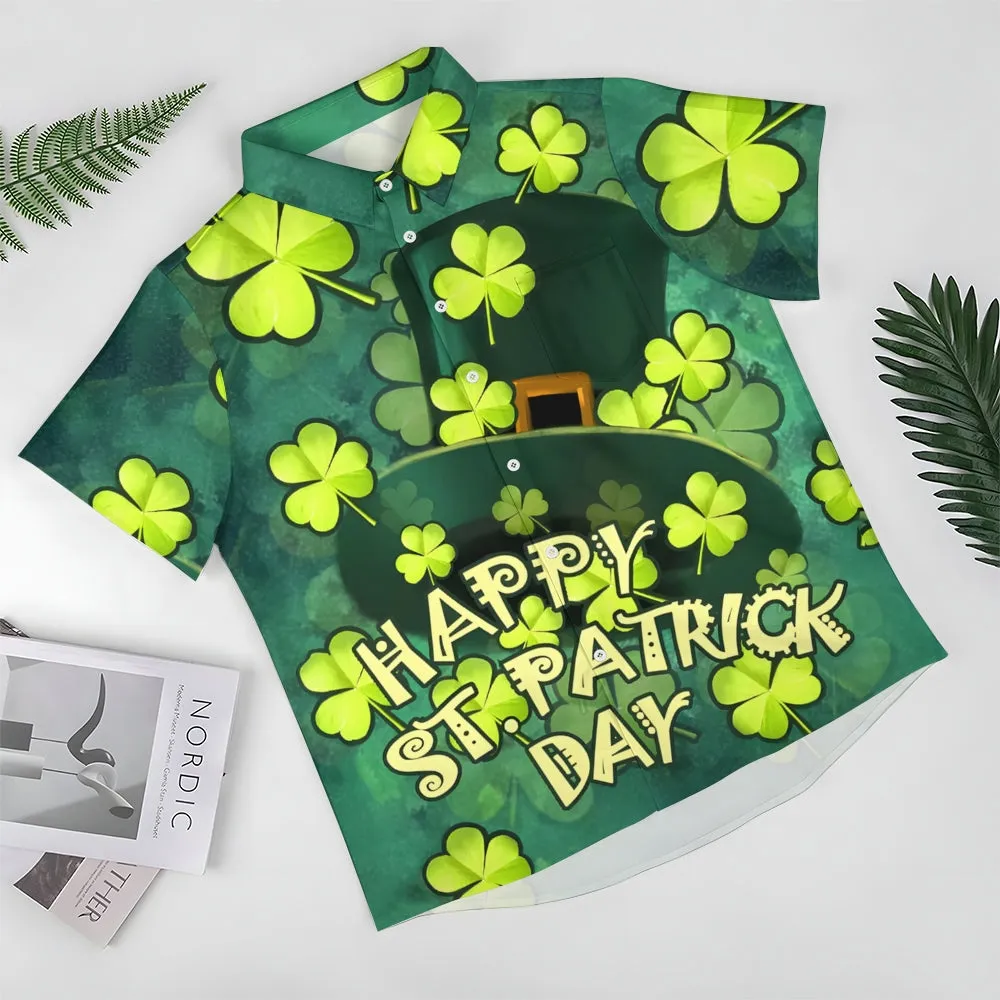 Happy St. Patrick's Day Casual Short Sleeve Shirt 2411013087