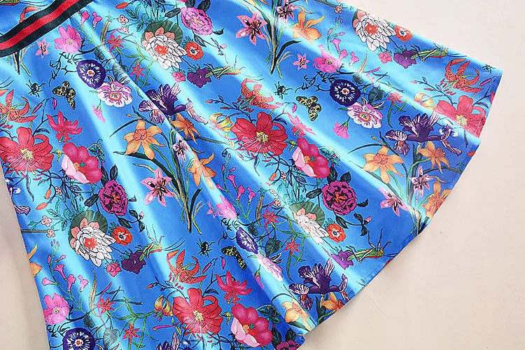 Harper Collins Retro Catwalk Flower Print Long Sleeved Dress