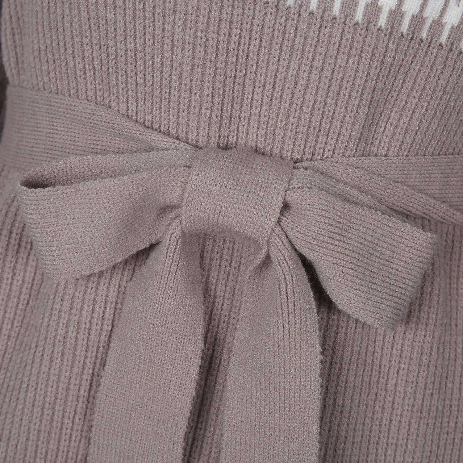 High Collar Lantern Sleeve Contrast Color Sweater Knit Mini Dress