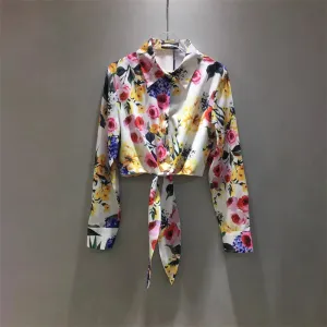 High Quality Printed Butterfly Poplin Floral Cardigan Shirt