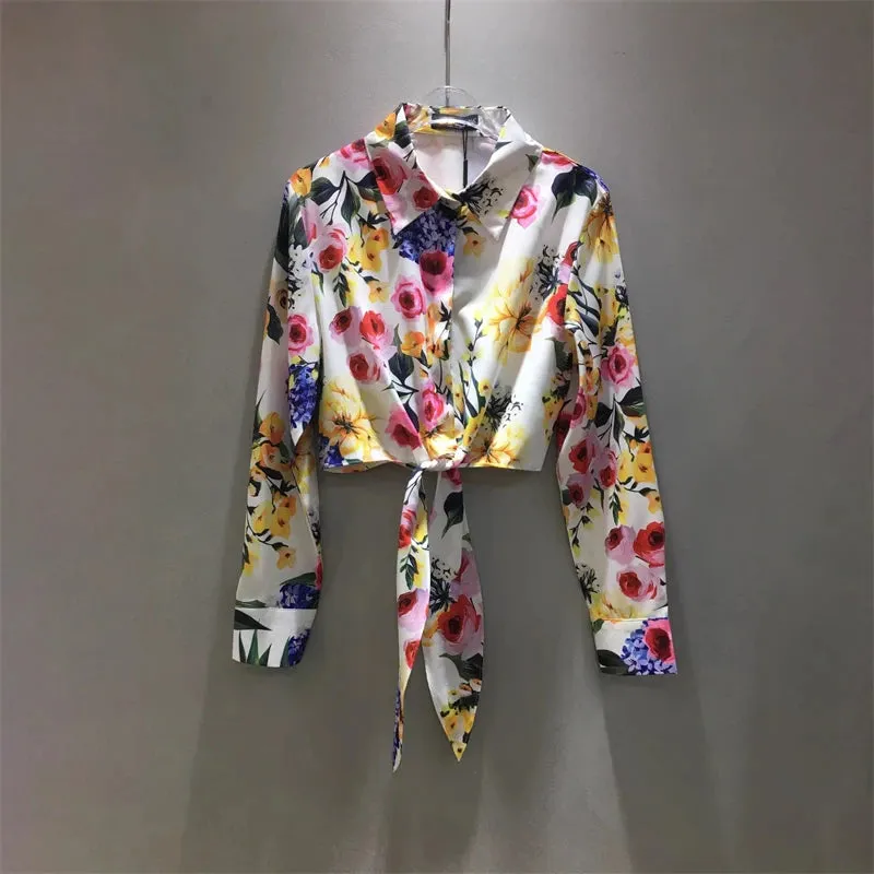 High Quality Printed Butterfly Poplin Floral Cardigan Shirt