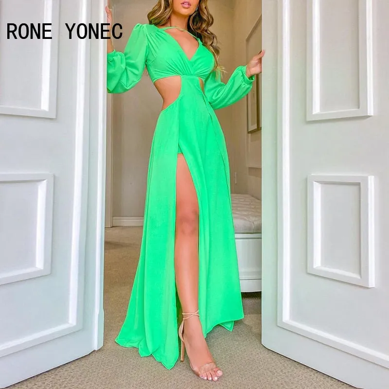 High Slit Cutout Maxi Sexy Dress