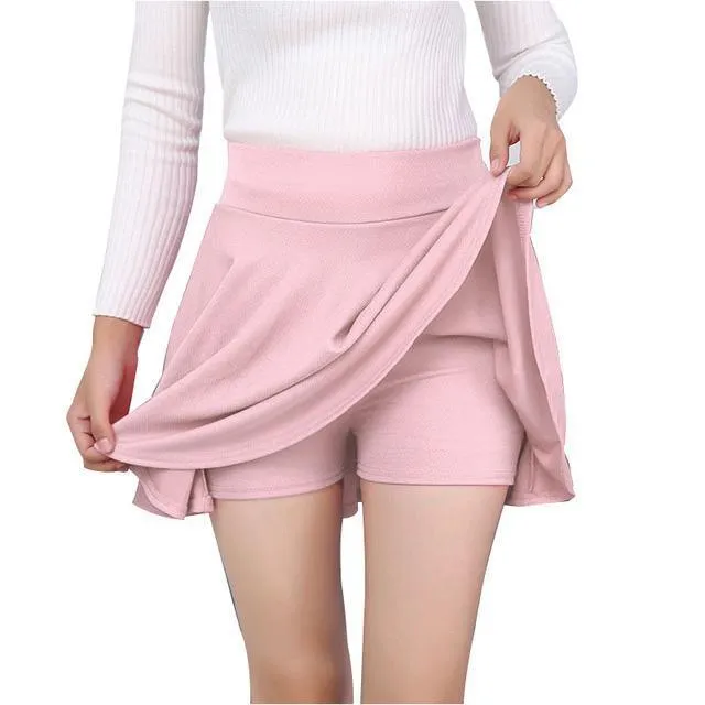 High Waist Mini Skirt With Shorts