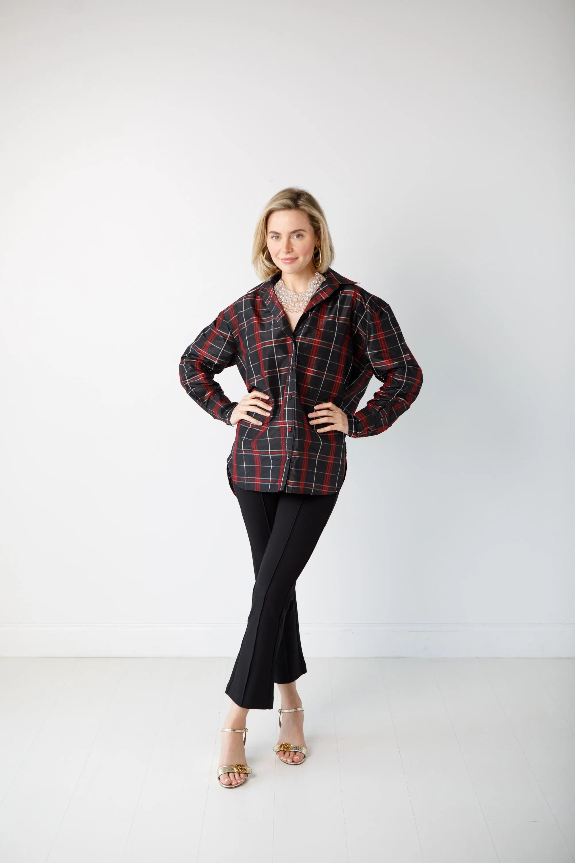 Holly Top Black Tafetta-Holiday 2024