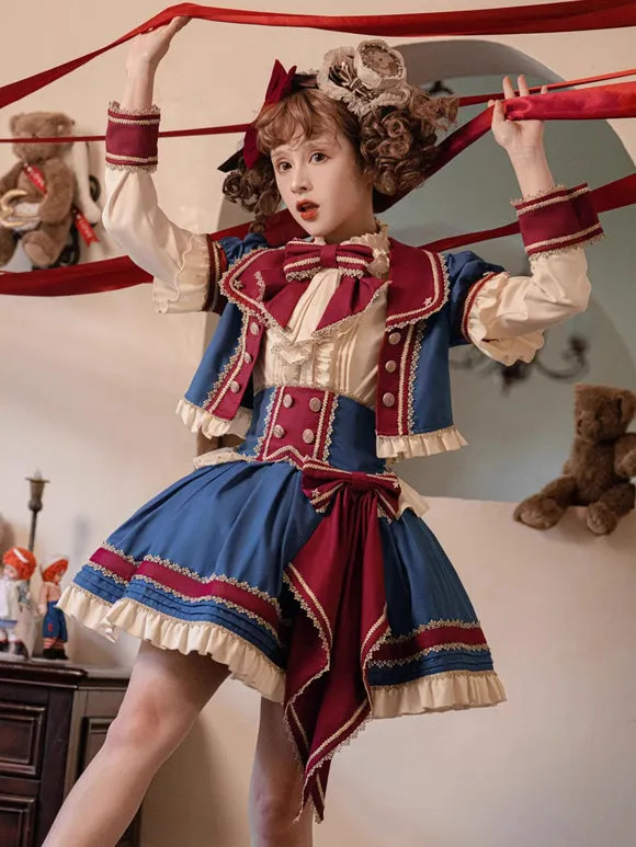 Idol clothes Lolita Skirt Deep Blue Bows Grommets Lolita Skirts