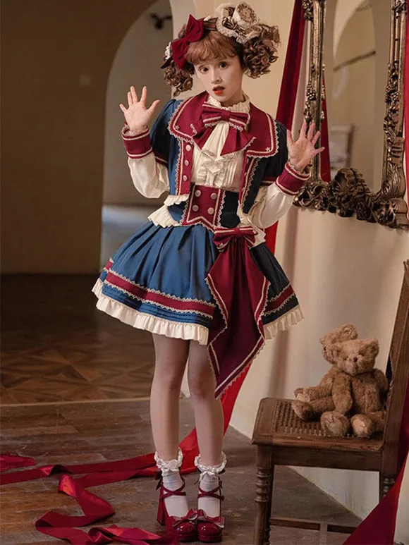 Idol clothes Lolita Skirt Deep Blue Bows Grommets Lolita Skirts