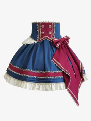 Idol clothes Lolita Skirt Deep Blue Bows Grommets Lolita Skirts