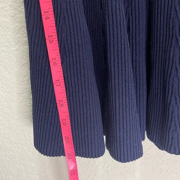Jonathan Simkhai Women Navy Ribbed  Knit Knee Length Skirt Size M‎ Preppy