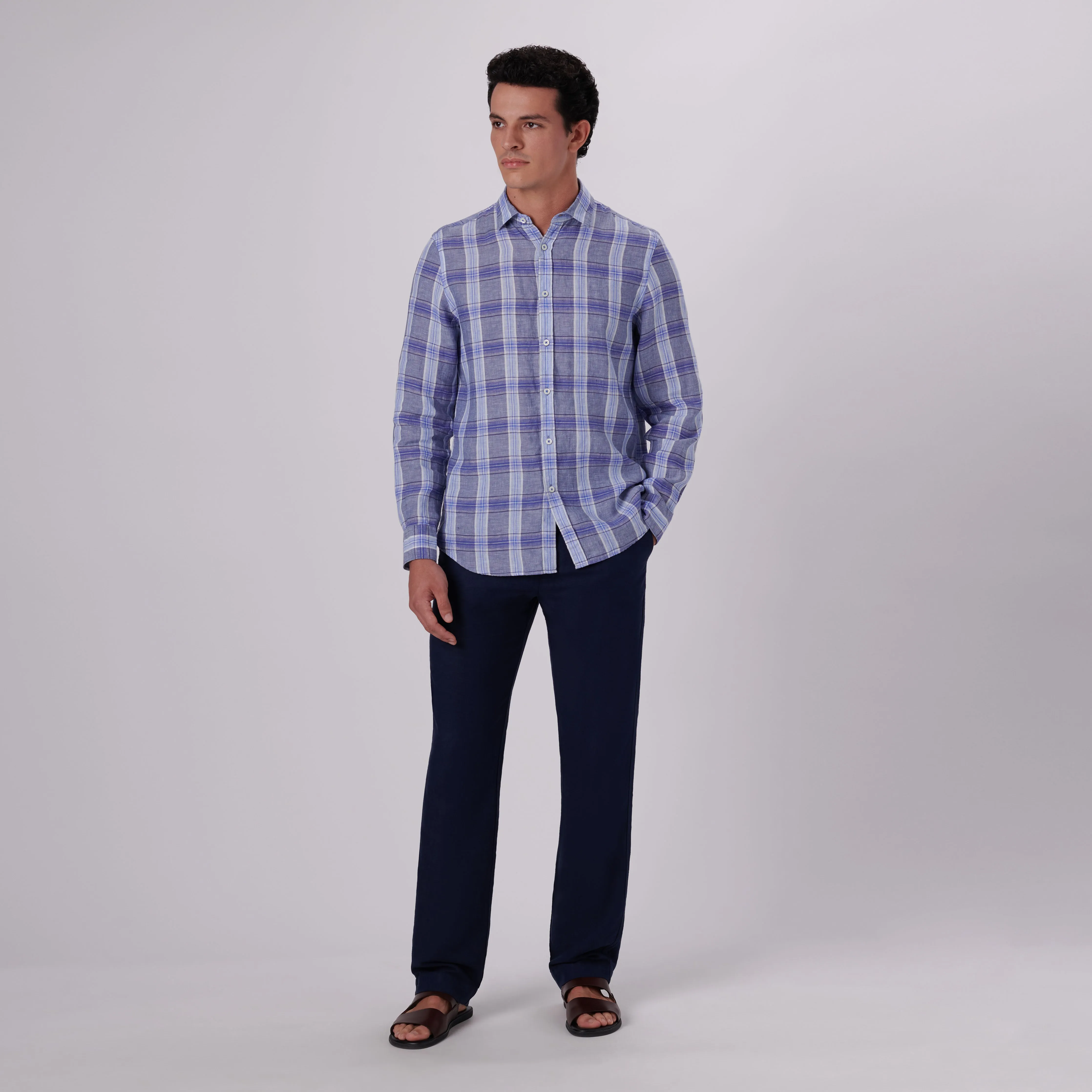 Julian Plaid Check Linen Shirt