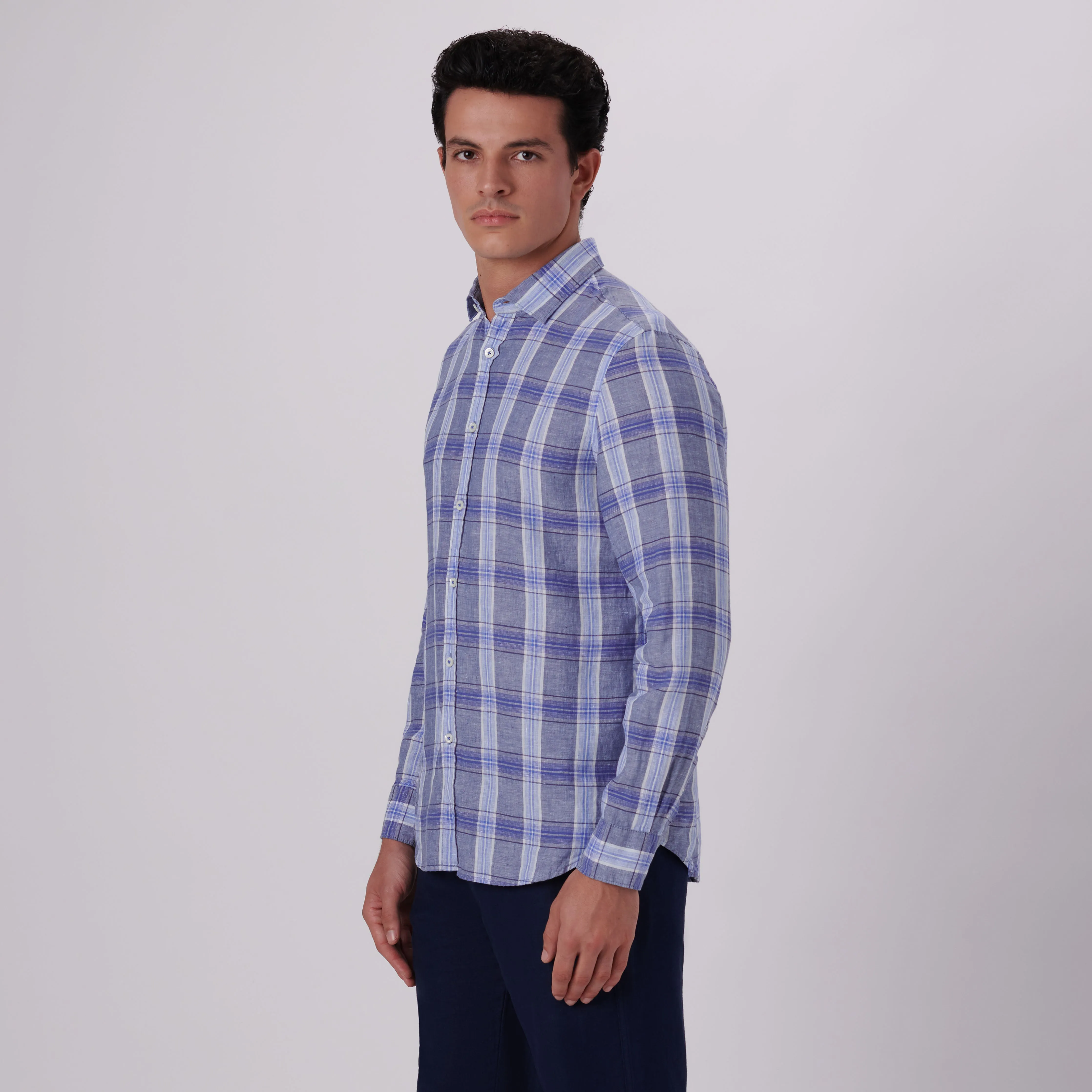 Julian Plaid Check Linen Shirt