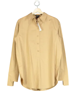 Karen Millen Beige The Founder Cotton Poplin Woven Shirt UK 10