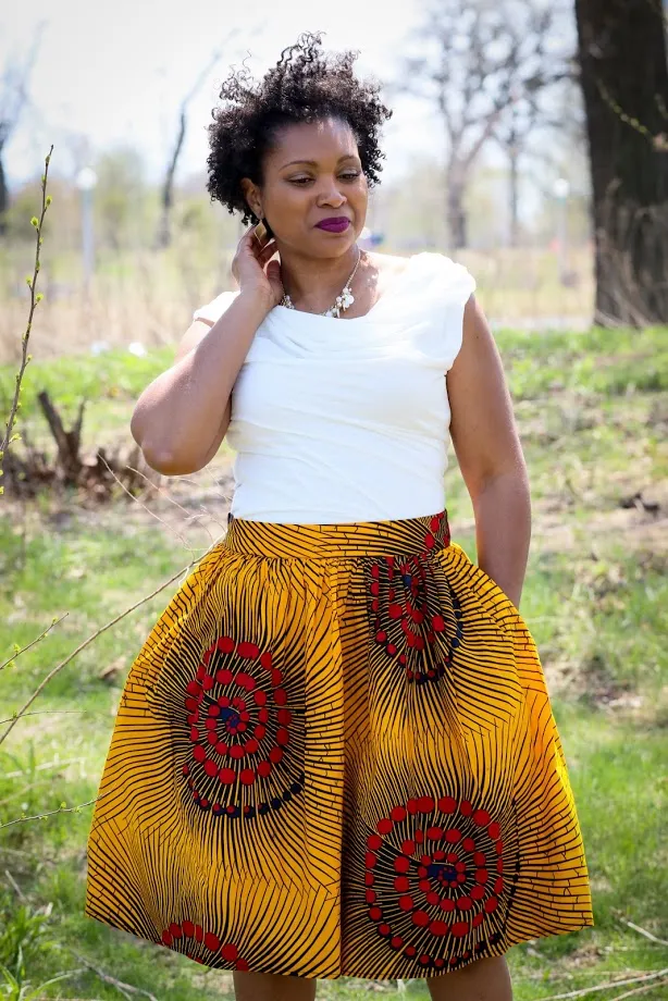 Kebbi  Gathered Skirt-Yellow and Red
