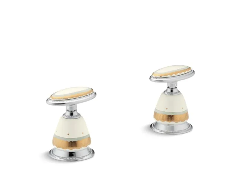 KOHLER K-260-WF Prairie Flowers Antique Ceramic handle insets and skirts for bath faucets