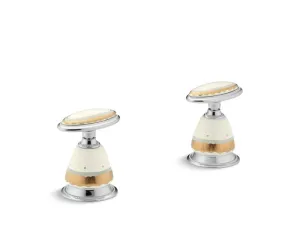 KOHLER K-260-WF Prairie Flowers Antique Ceramic handle insets and skirts for bath faucets