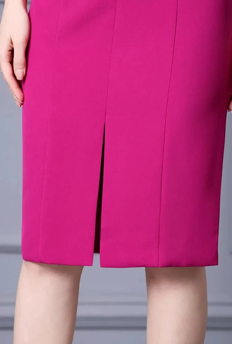 Kori V-Neck Garment Sleeve Sashes Dress High Street Rose Red Khaki Temperament Dress