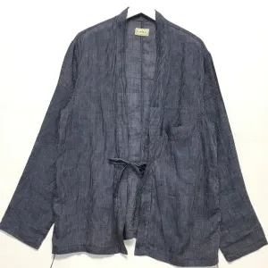 [L] Kapital Kakashi Linen Indigo Hickory Stripe